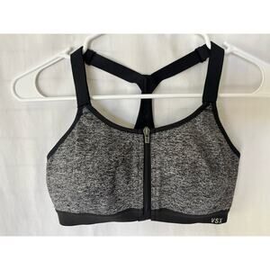 Victoria's Secret VSX Knockout Front Zip Sport Bra 32C padded racerback gray